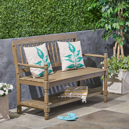 Imperial Slatted Bench With Built In Shelf - Gray