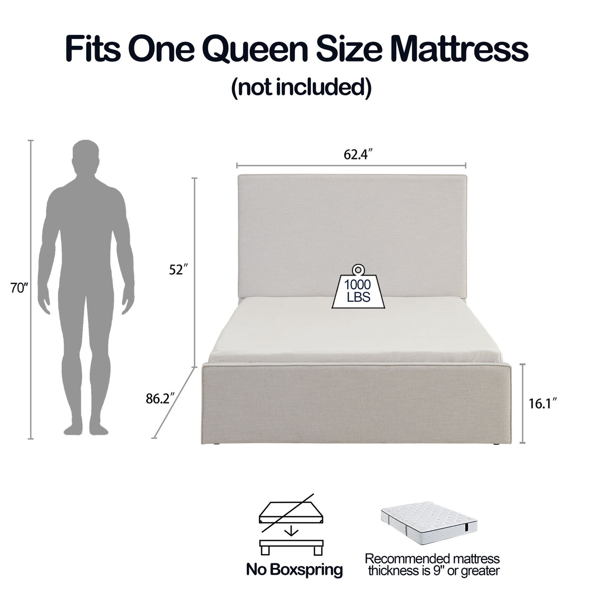 Lucas - Tall Headboard Upholstered Bed