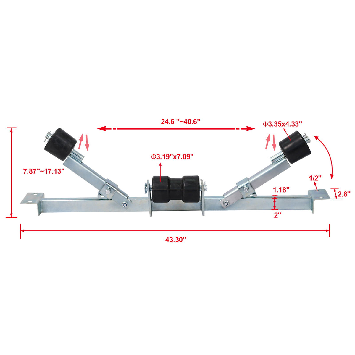 Heavy Duty Boat Trailer Support Bracket With Keel Rollers