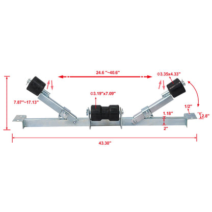 Heavy Duty Boat Trailer Support Bracket With Keel Rollers