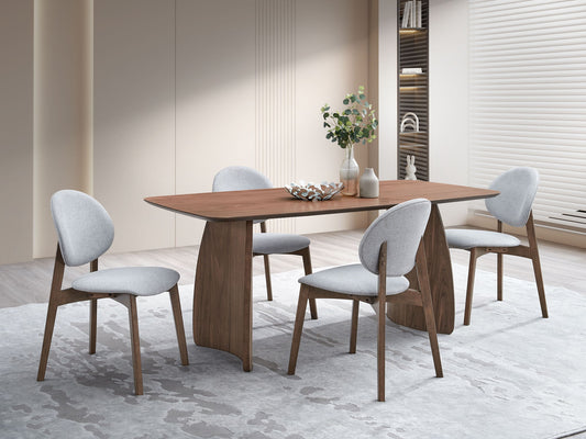Hadasa - 5 Pieces Dining Room Set - Light Gray / Walnut