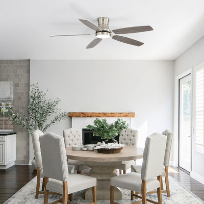 42" Low Profile Ceiling Fan With Light, 18W Dimmable LED, Reversible DC Motor, Quiet Operation, 5 Blades, Remote Included - Silver