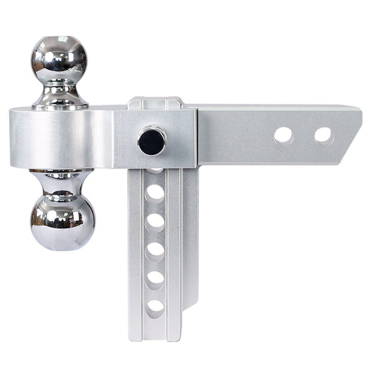 Alu - Adjustable Trailer Drop Hitch With 2" Receiver, 6" Adjustment - Silver