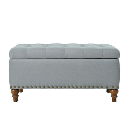 Upholstered Ottoman With Storage And Rivet Trim