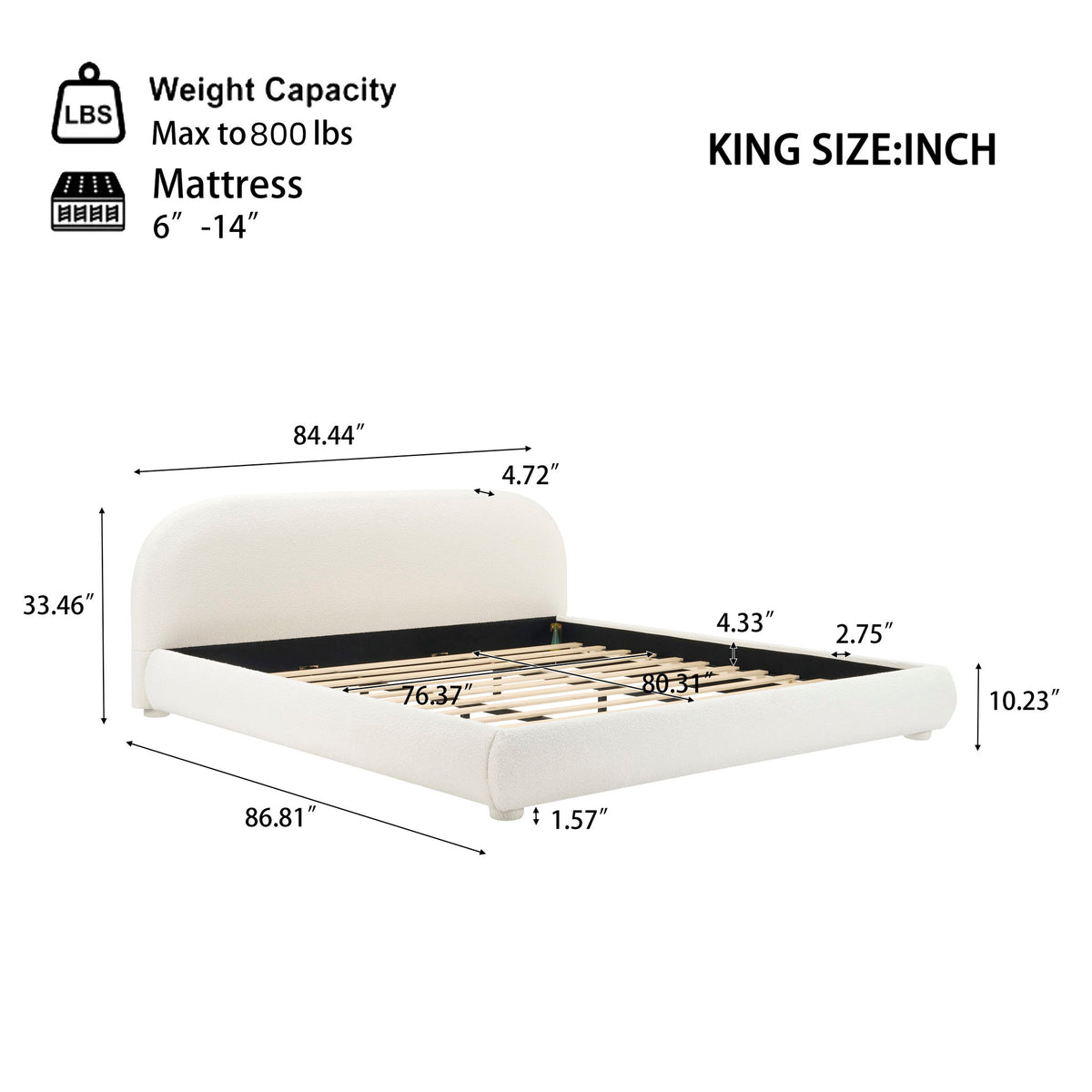 Upholstered Simple Modern Bedroom Bed With Curved Headboard