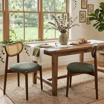 Rattan Side Dining Chairs For Kitchen (Set of 2)