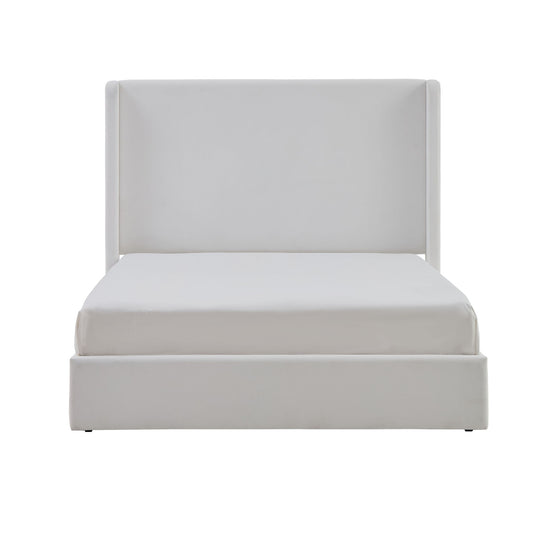 Carmen - King Size Upholstered Wingback Bed - White