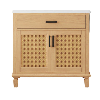 Bathroom Vanity With Ceramic Sink, Modern Free Standing Cabinet With Soft Close Drawers