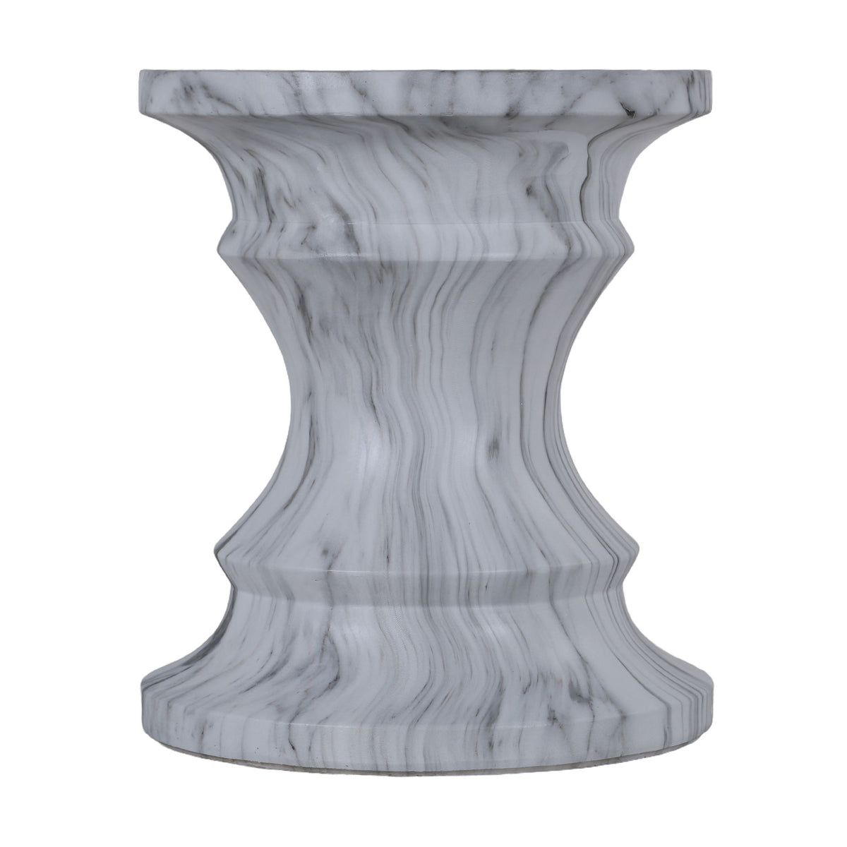 Geometric Round Outdoor End Table - Marble
