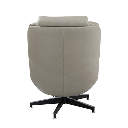 Piran - Top Grain Leather Accent Chair With Swivel - Gray