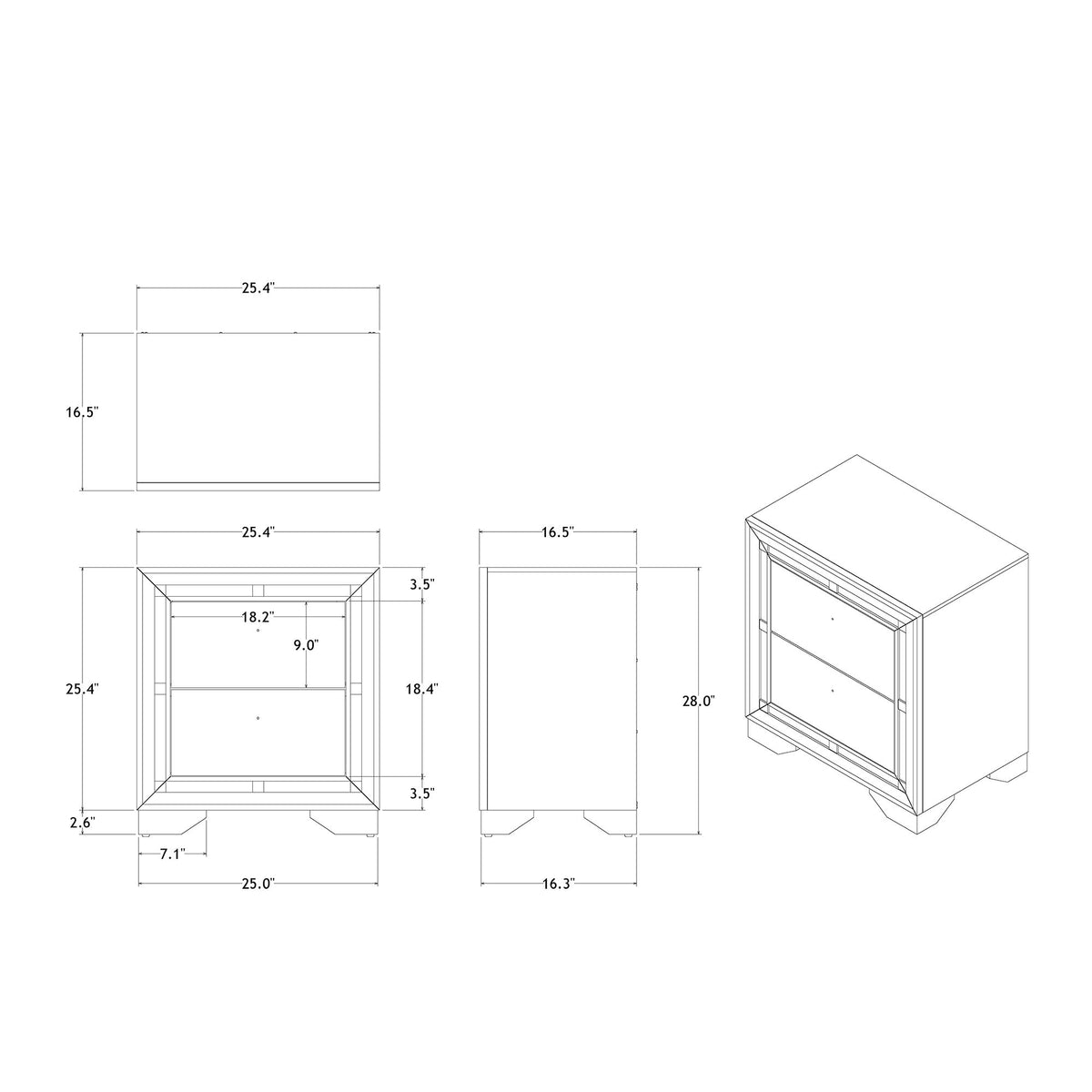 Chloe - Nightstand - Silver / Gray