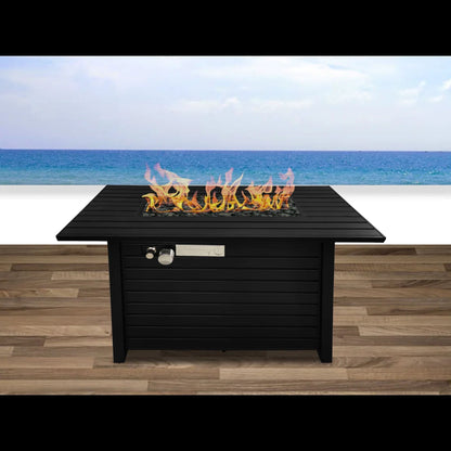 Outdoor Fire Pit Table With Lid, - Black