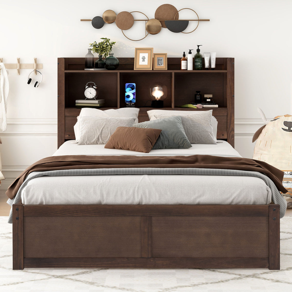 Storage Platform Bed With Pull Out Shelves, Trundle, And 2 Drawers