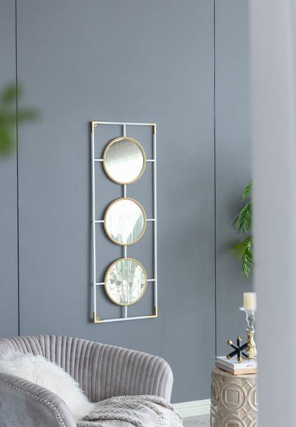 3 Mirror Piece Wall Mirror InRectangular Frame, Home Wall Decor For Bedroom Living Room