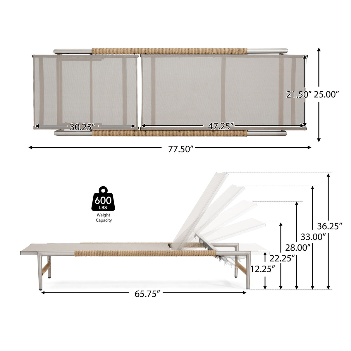 Hargrove - Outdoor Patio Aluminum Chaise Lounge (Set of 2) - Natural / Silver