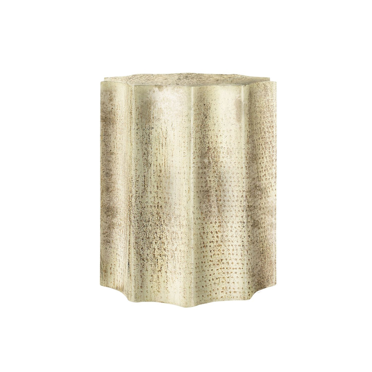 Drum Accent Side Table, Stylish Scalloped Design