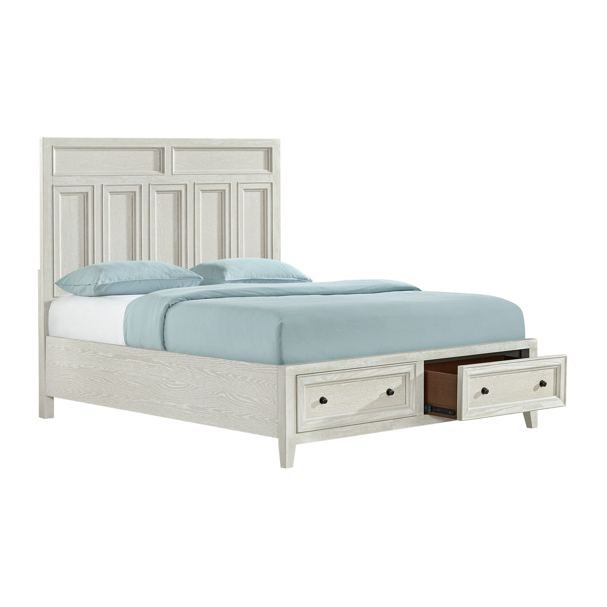 Storage Bed With Panel Headboard And Spacious Footboard Drawers