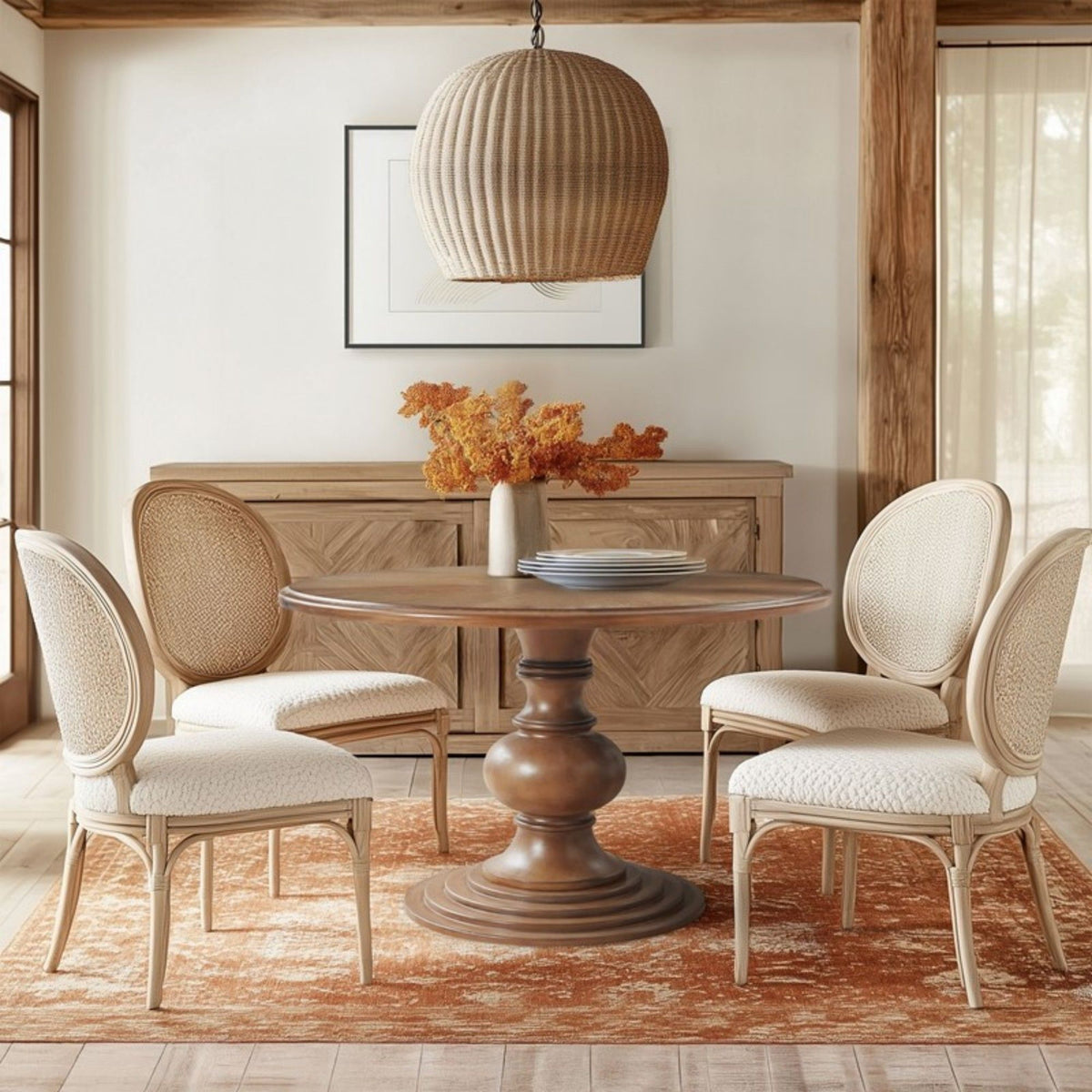 Round Pedestal Dining Table - Walnut