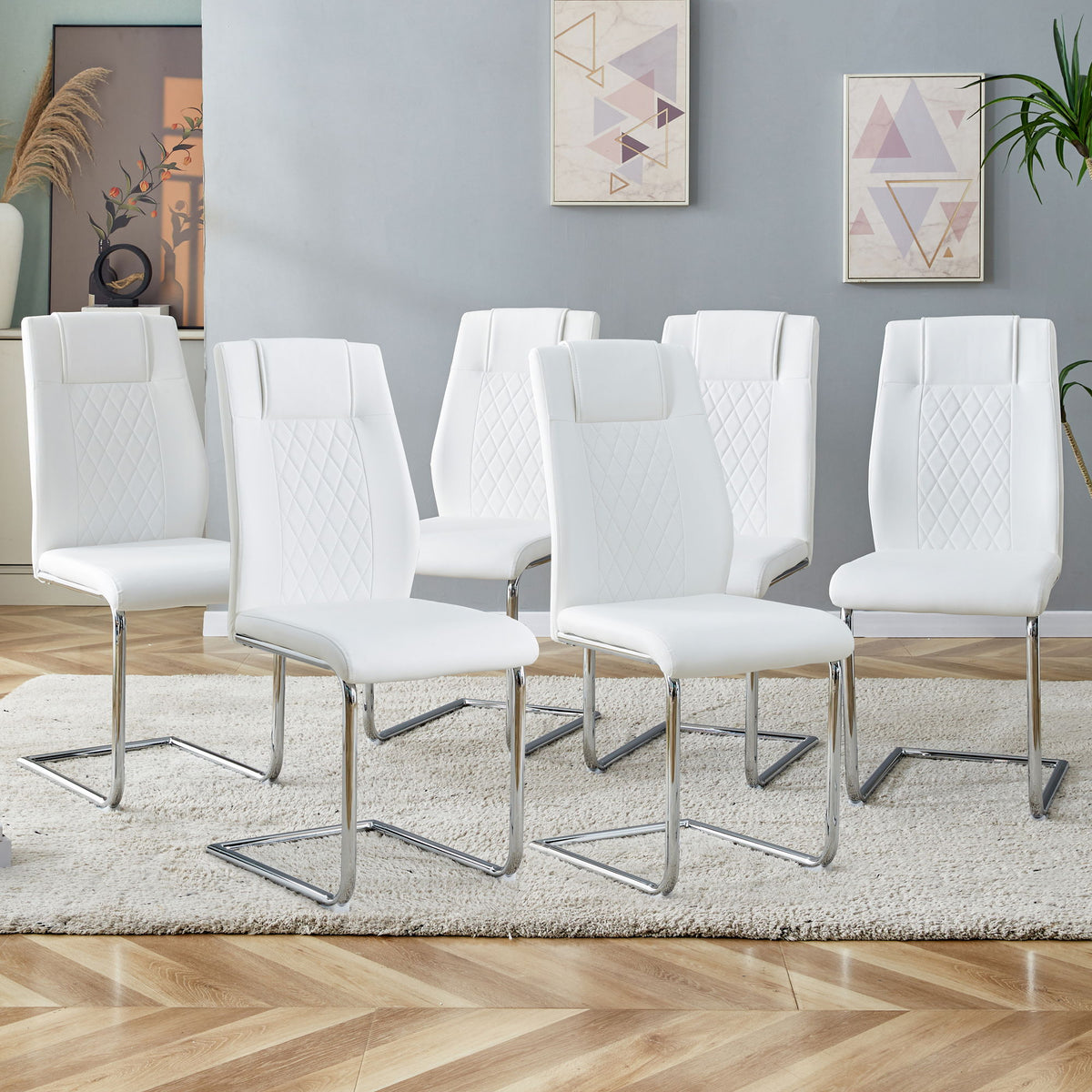 Modern Dining Chairs With Padded Seat, Metal Legs