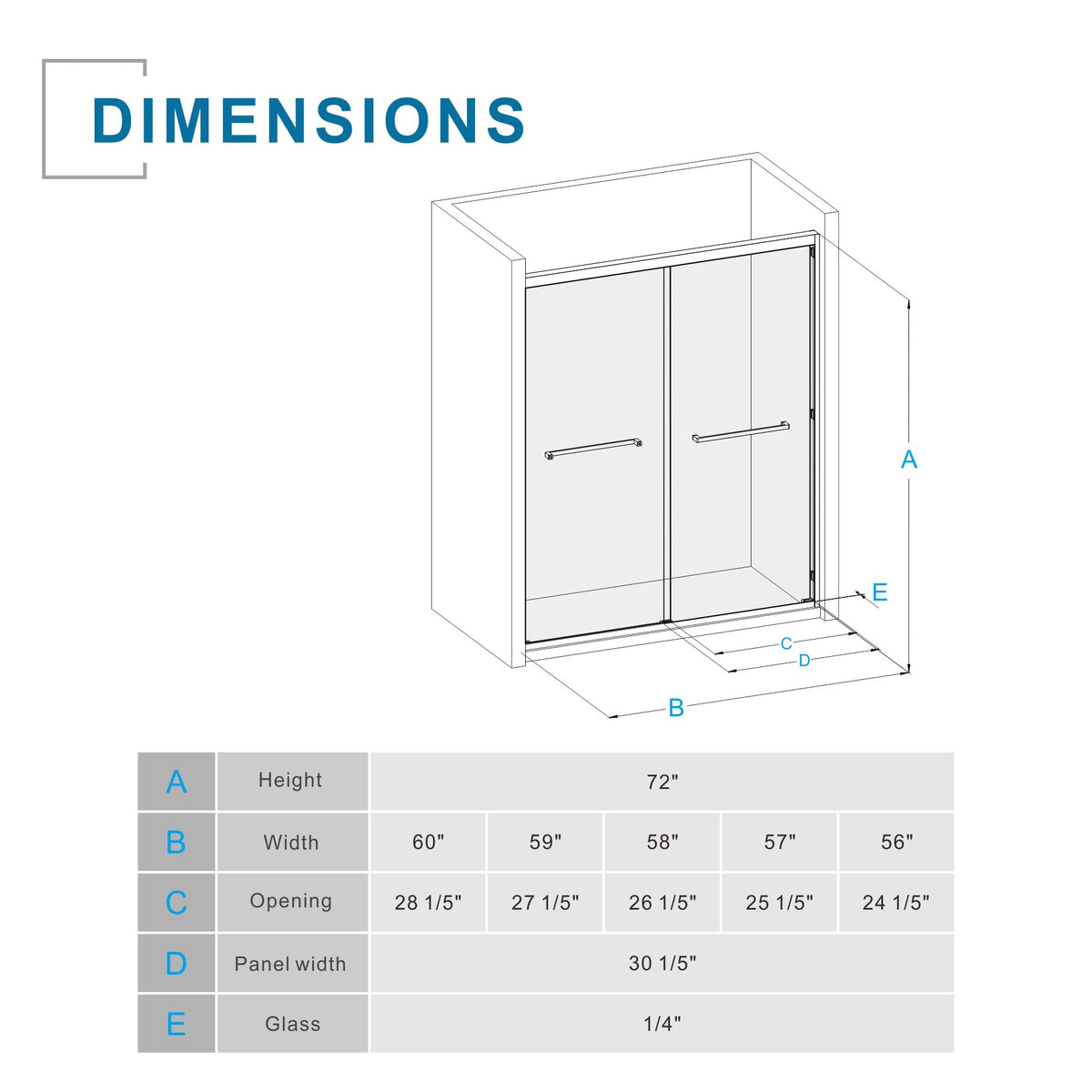 Goodyo - Double Sliding Bathtub Shower Door With Sgcc Clear Tempered Glass