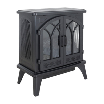 24" 3D Flame Electric Infrared Quartz Fireplace Stove With Remote Control - Antique Black