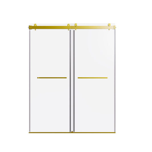Frameless Double Sliding Shower Door In, Thick Tempered Glass, Reversible Installation
