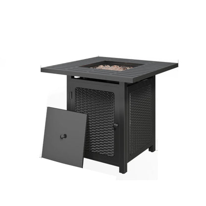 Outdoor 2 In 1 Propane Fire Pit Table With Dual Burners, Lava Rocks And Waterproof Cover - Black