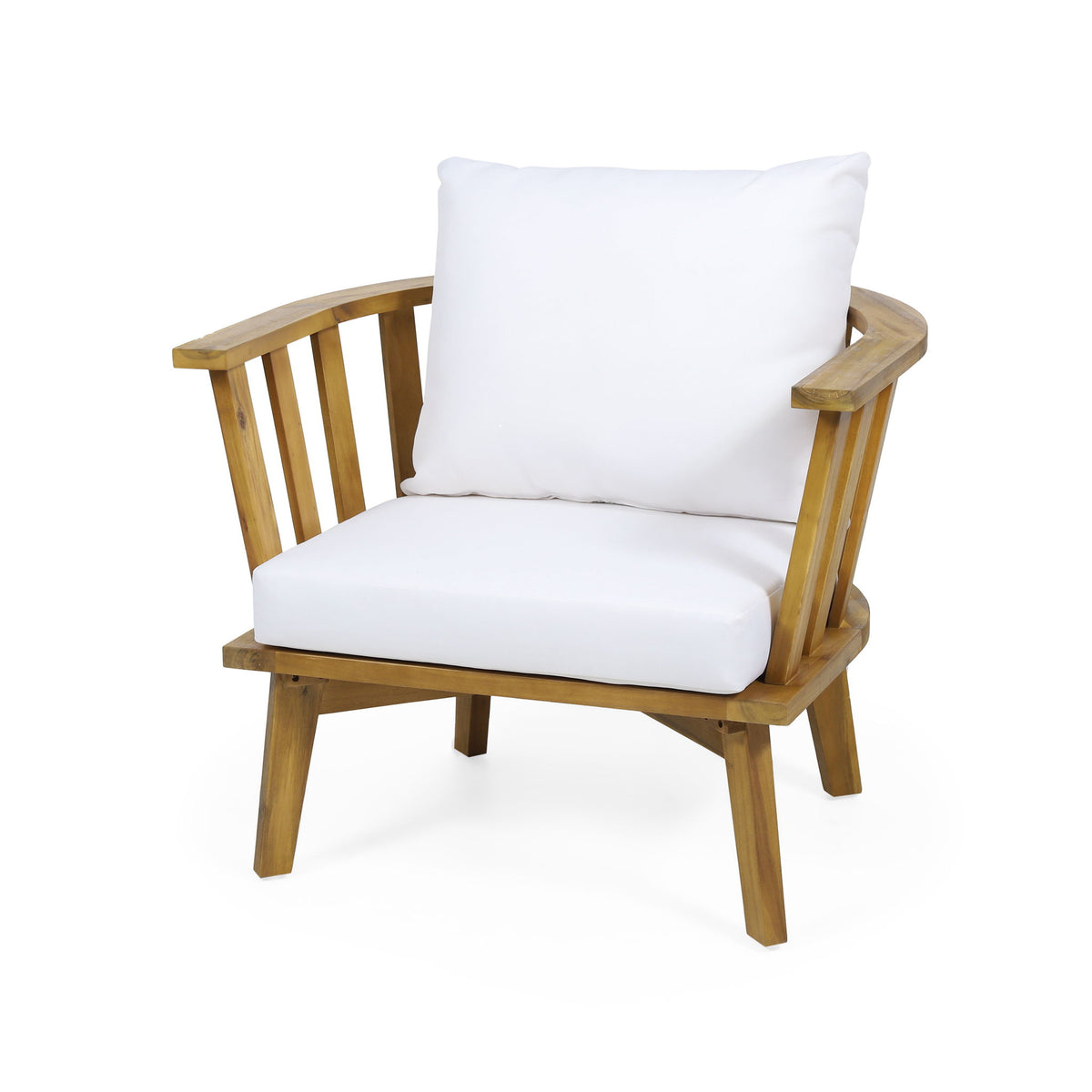 Outdoor Club Chair With Curved Backrest And Frame - White
