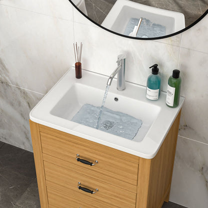 Rectangular Single Vanity Top With 1 Faucet Hole And Overflow, 28 X 19" - White