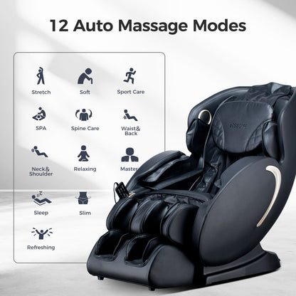 Bosscare - 3D Zero Gravity Massage Chair, Full Body Shiatsu Recliner With App - Black