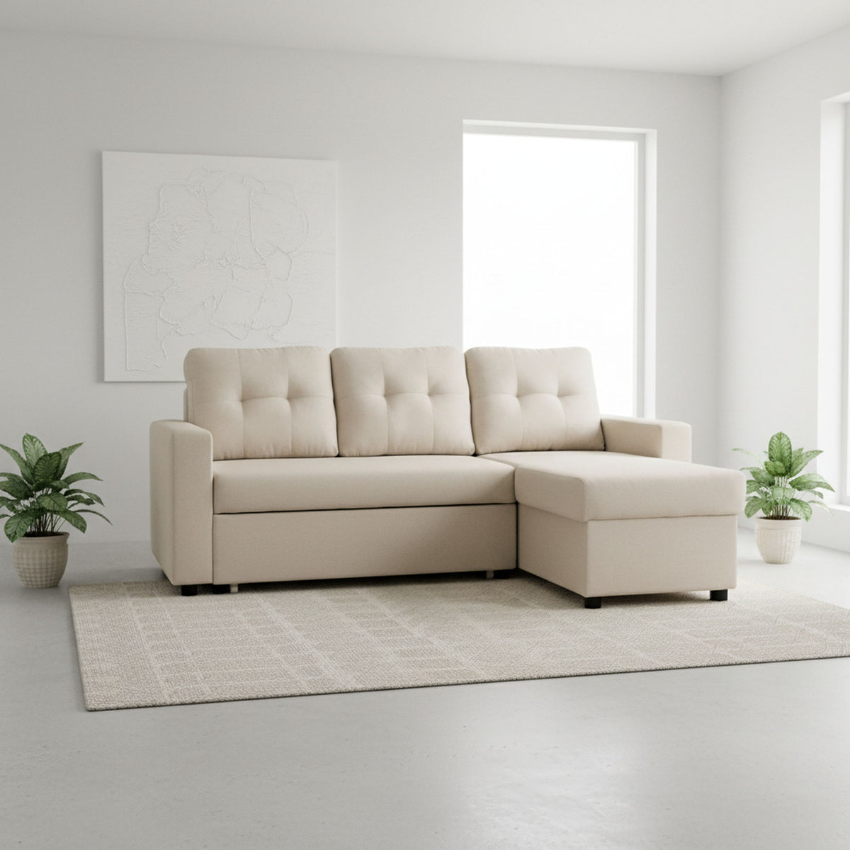 Convertible L Shaped Sectional Sleeper Sofa Bed, Saving Pull Out Couch