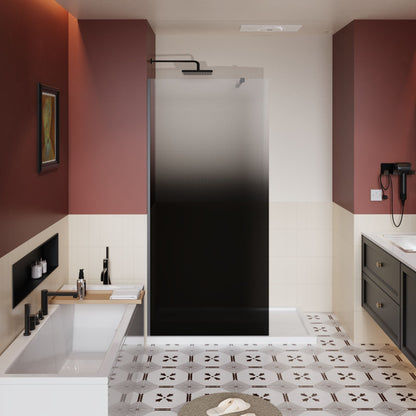 Gradient Shower Door With Handle - Matt Black