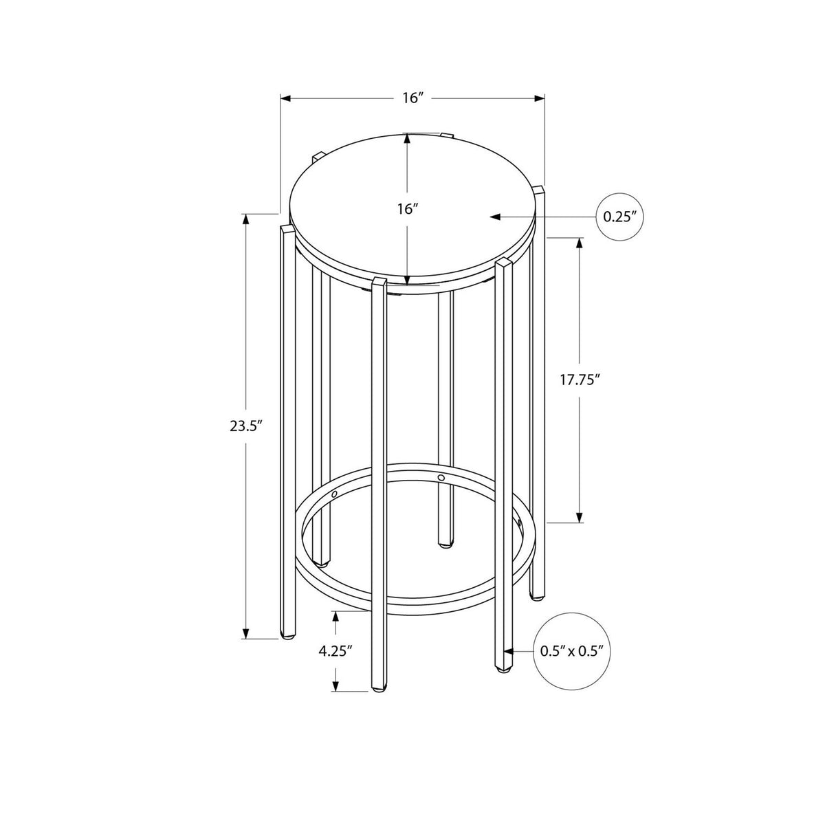 Round Accent Table For Living Room - Black