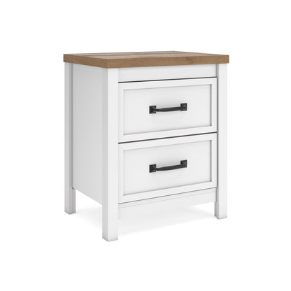 Kerisden - Two Drawer Night Stand - White / Brown