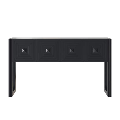 Geometric Carved Console Table With 3 Soft Close Drawers