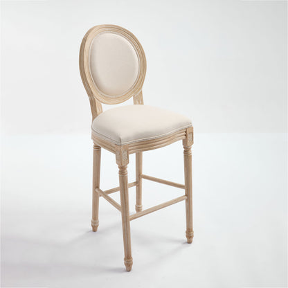 30'' Height Upholstered Bar Chairs With Round Back (Set of 2) - Beige