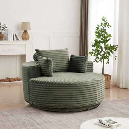 Swivel Chair With Sleeper Design, 360 Degree Rotating Base For Living Room - Green
