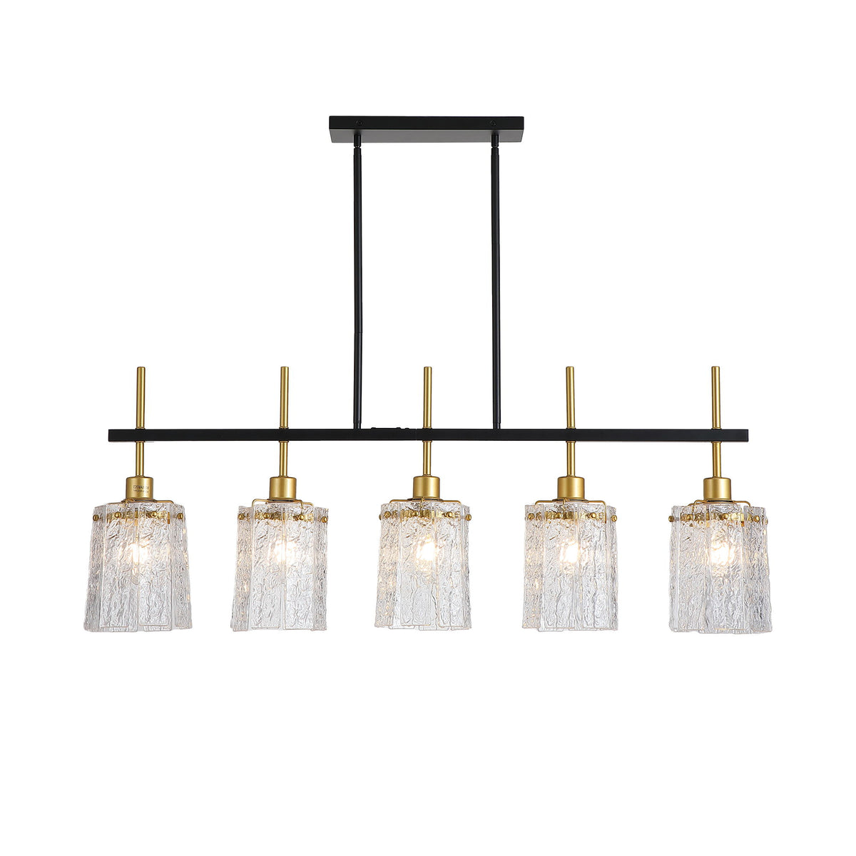 Chandelier 5 Light, Fixture Over Table - Black / Gold