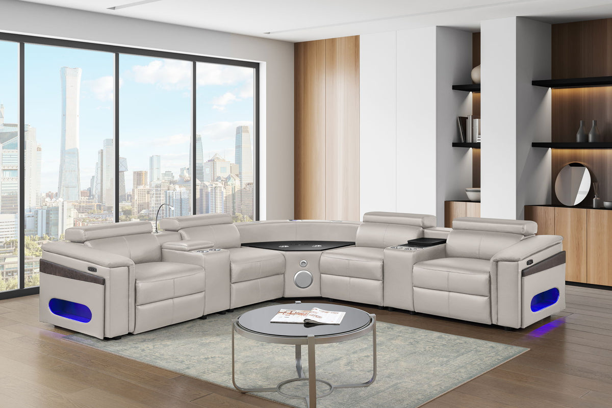 Nova - Sectional With Bluetooth Speaker, LED And Lifting Wine Cabinet