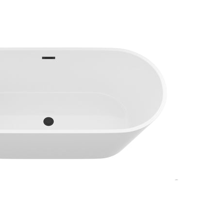 Gloss Freestanding Bathtub With Overflow & Pop Up Drain, Stand Alone Soaking Tub