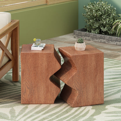 Rectangular Outdoor Indoor Accent Side Table (Set of 2)
