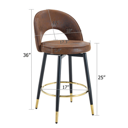 Upholstered Rotatable Bar Chair With Metal Legs For Dining Room