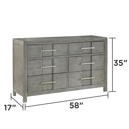 6 Drawer Dresser - Gray - Wood