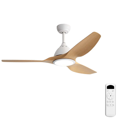 Ceiling Fan With Light 22W 3 Color Dimmable LED Memory Function Ultra Quiet Reversible DC Motor 1H 4H 8H Timer - Matte White