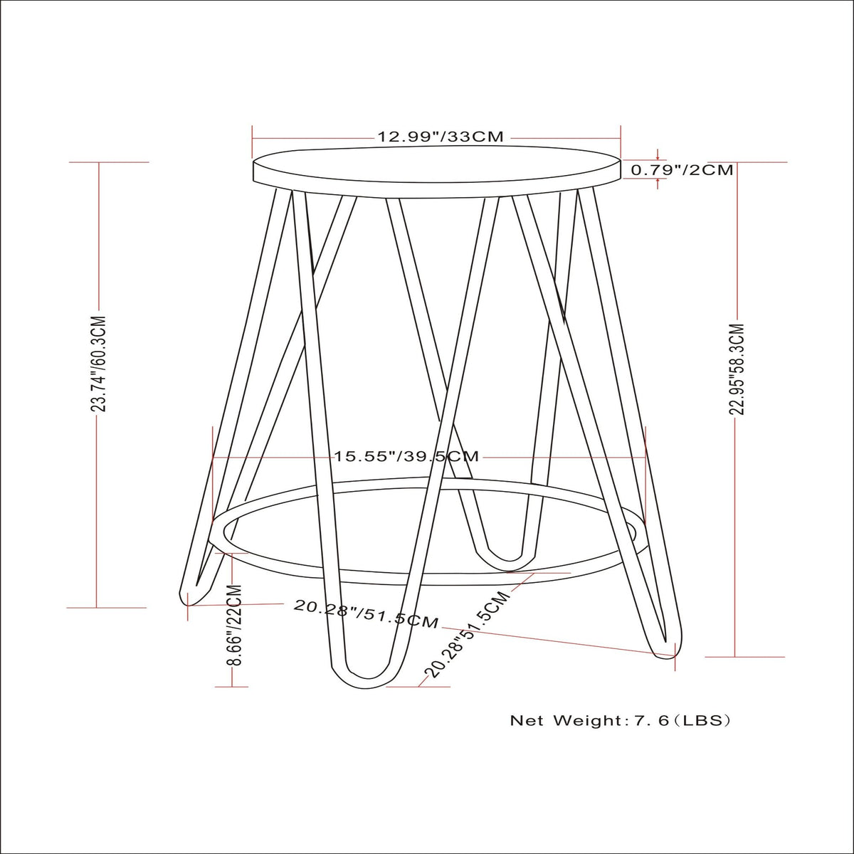 Simeon - Multifunctional Metal Stool With Wood Seat