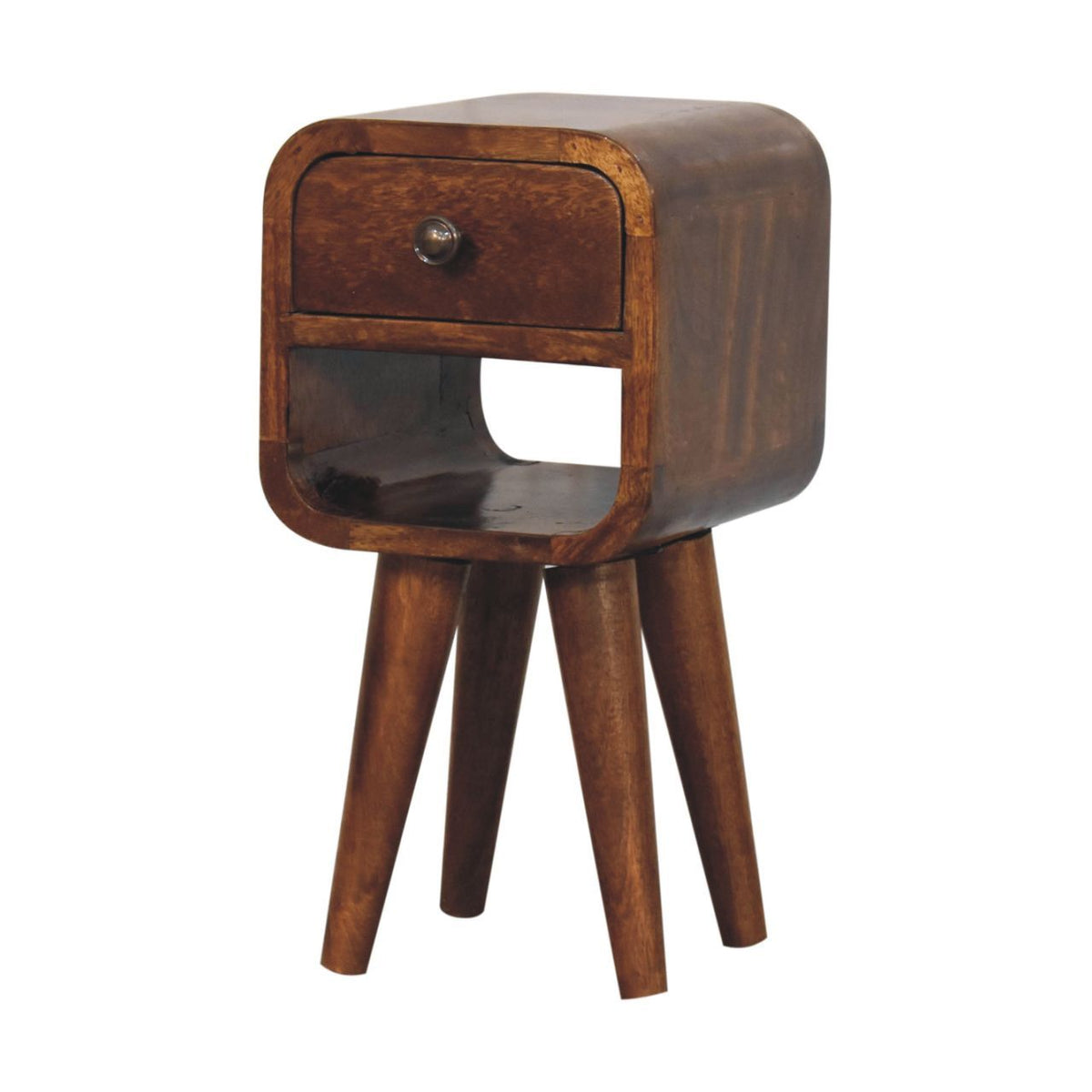 Mini California Curved Nightstand Wth Lower Slot