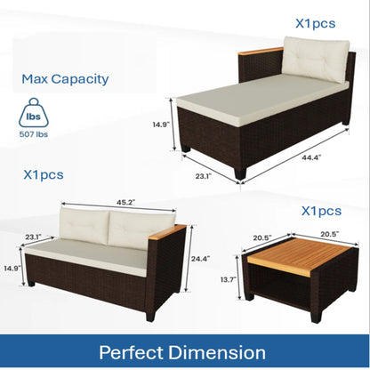 L-Shaped Patio Set With Cushions And Storage Table