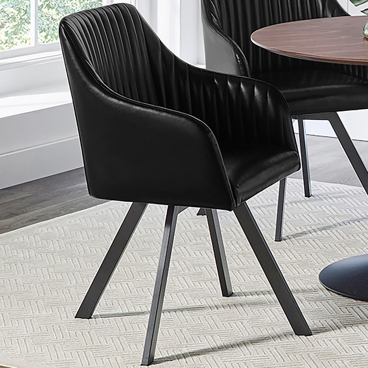 Sloped Arm Swivel Chair - Black