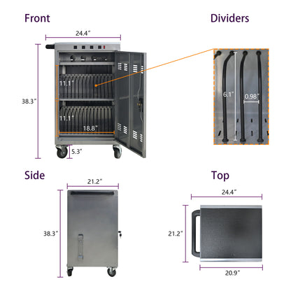 Mobile Charging Cart For Tablets Laptops 35, Device Capacity Matt Metal