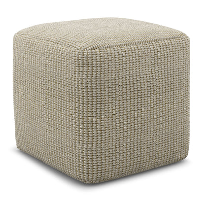 Zelma - Square Woven Outdoor / Indoor Pouf - Silver